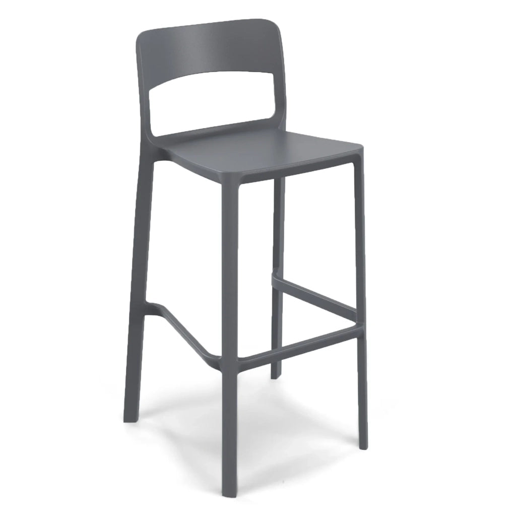 Set 2 sgabelli in polipropilene STIL altezza seduta 65cm, impilabile, idrorepellente, resistente ai raggi UV, design moderno e innovativo, ideale per la cucina, la veranda o giardino colore Grigio
