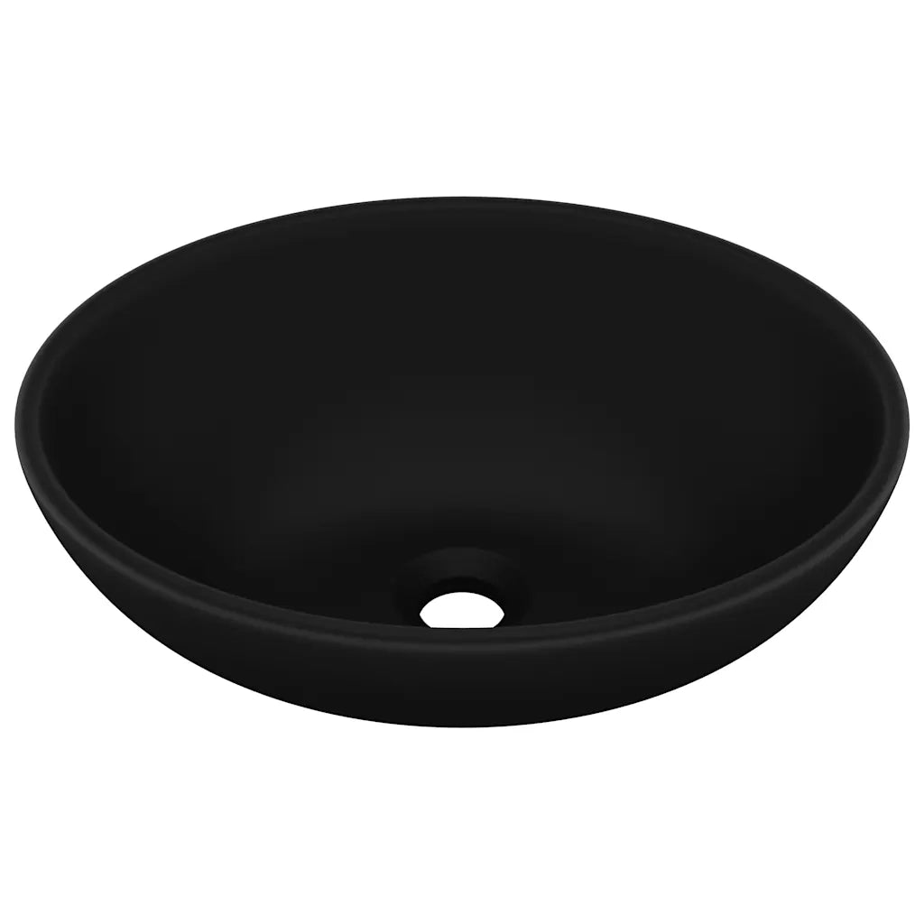 Lavandino Lusso Ovale Nero Opaco 40x33 cm in Ceramica 146931