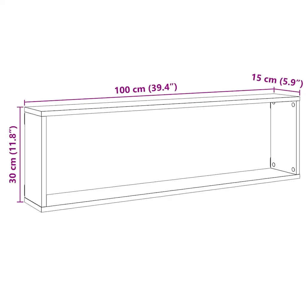 Mensole Parete a Cubo 2 pz Artigianale 100x15x30 cm Truciolato 856584