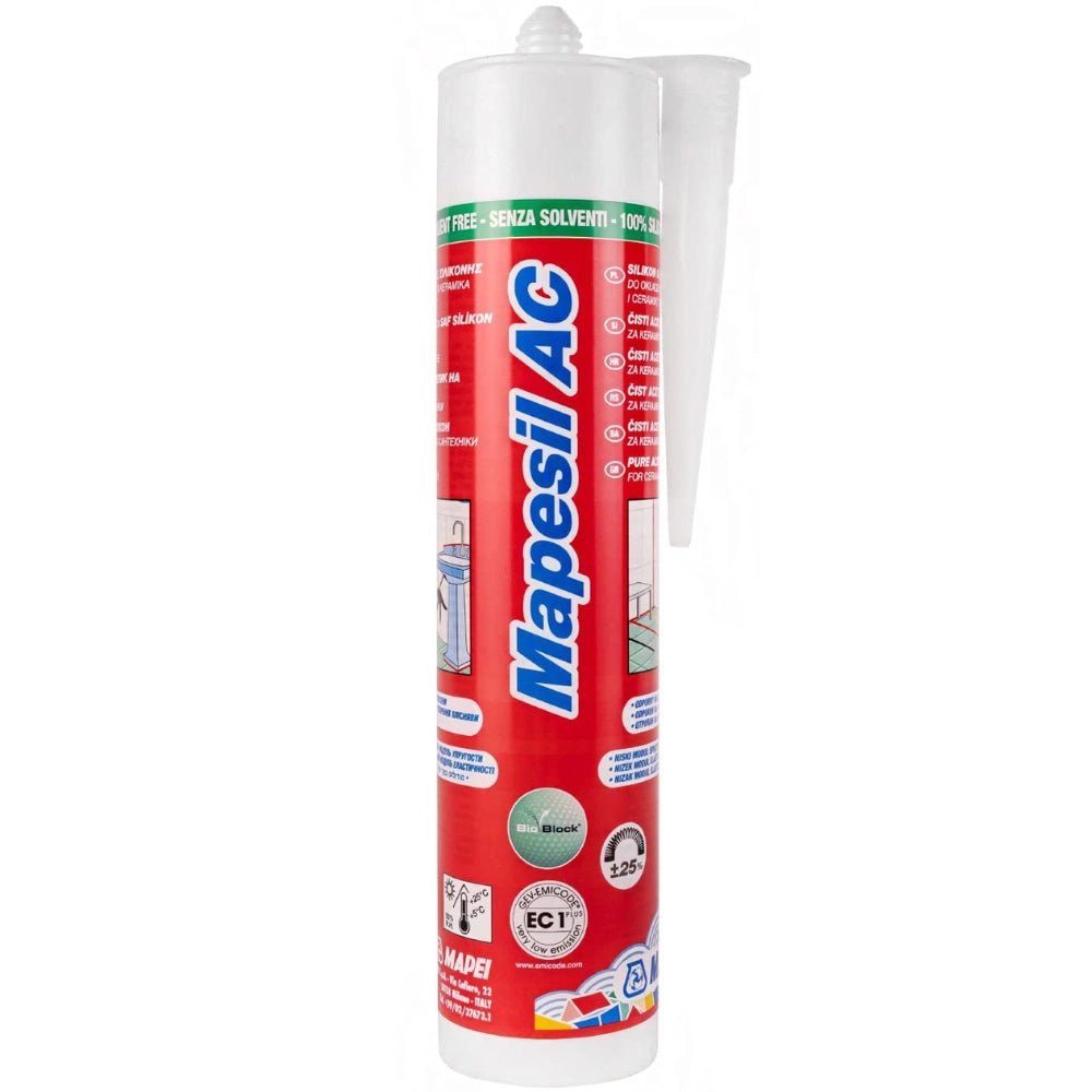 Mapei mapesil ac silicone acetico elastico resistente alla muffa 310 ml 6 pezzi *** colore- liquirizia - 152, confezi...