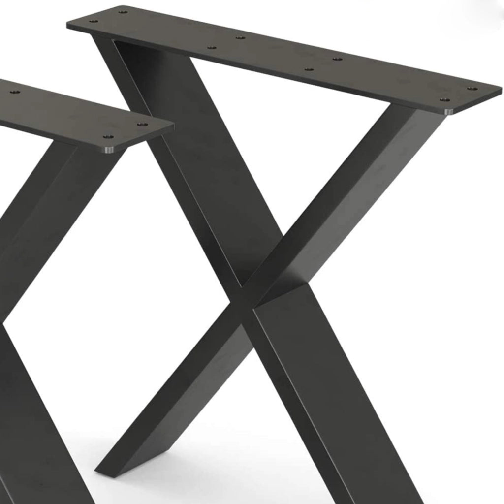Set di 2 Gambe in Acciaio 'Maribo' a Forma di X per Mobili Fai da Te (AxL) 42 x 40 cm - Nero Opaco [en.casa]
