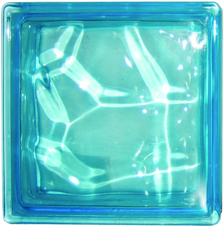 VETROMATTONE ONDULATO CELESTE 19x19x8 cm - 6 pezzi