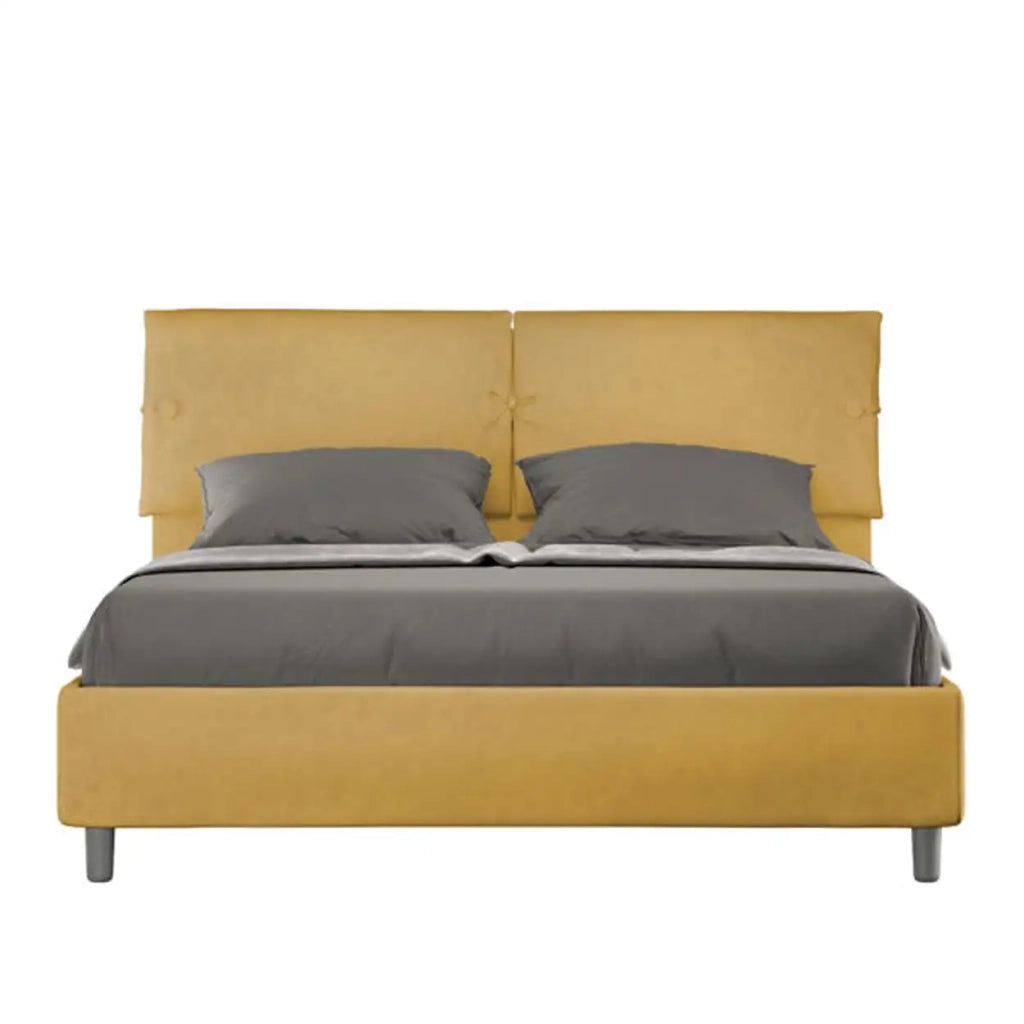 Letto matrimoniale senza rete imbottito 160x190 microfibra ocra Sleeper