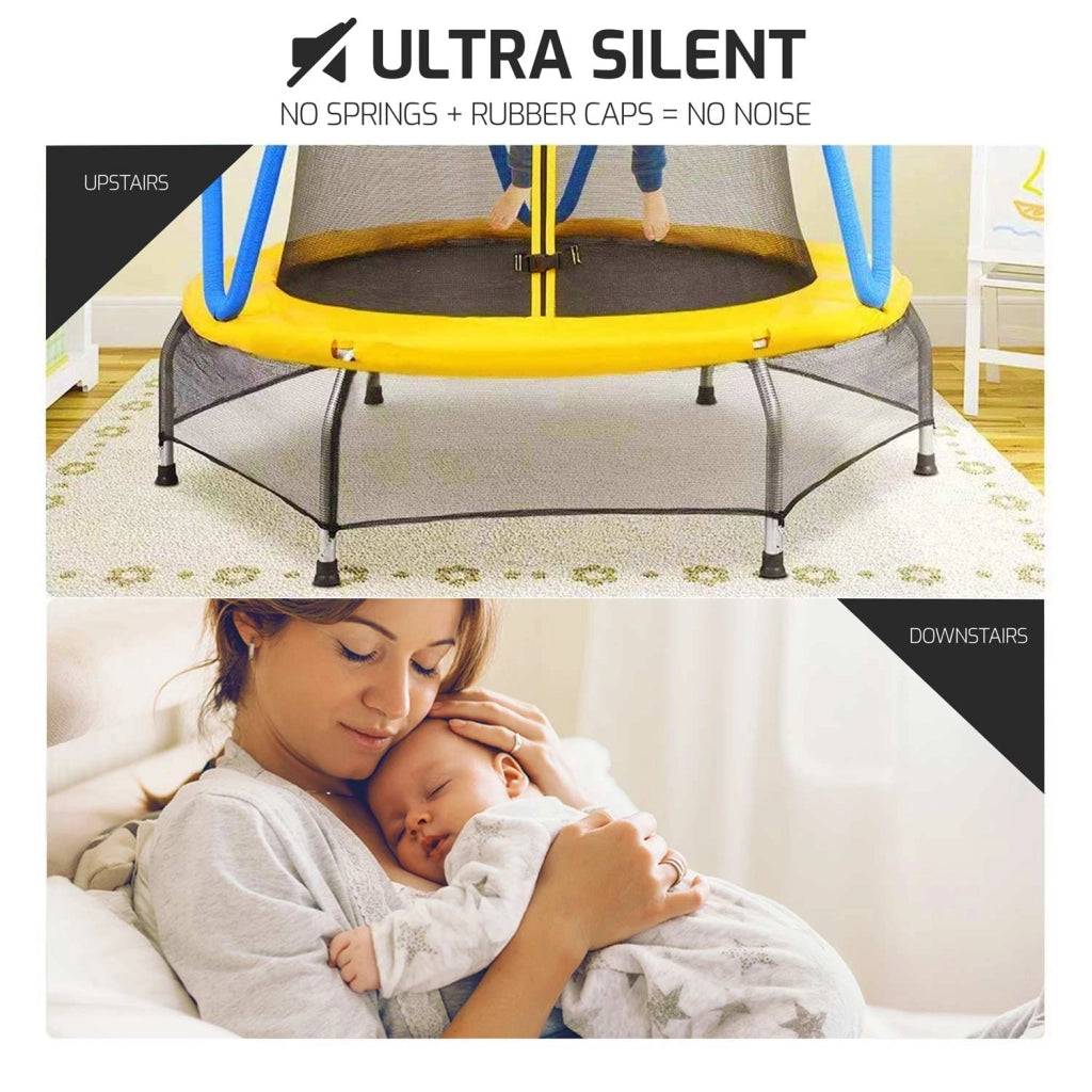 Jumpoo - Trampolino elastico per bambini da 170cm tappeto elastico completo di rete di sicurezza e morbido pad imbottito - Carico max 55kg