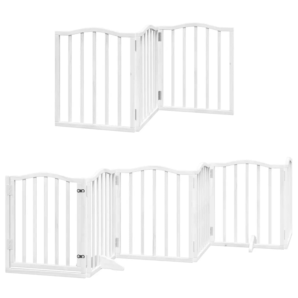 Cancello Cani Porta Pieghevole Bianco 12 Pannelli 600 cm Pioppo 3155592