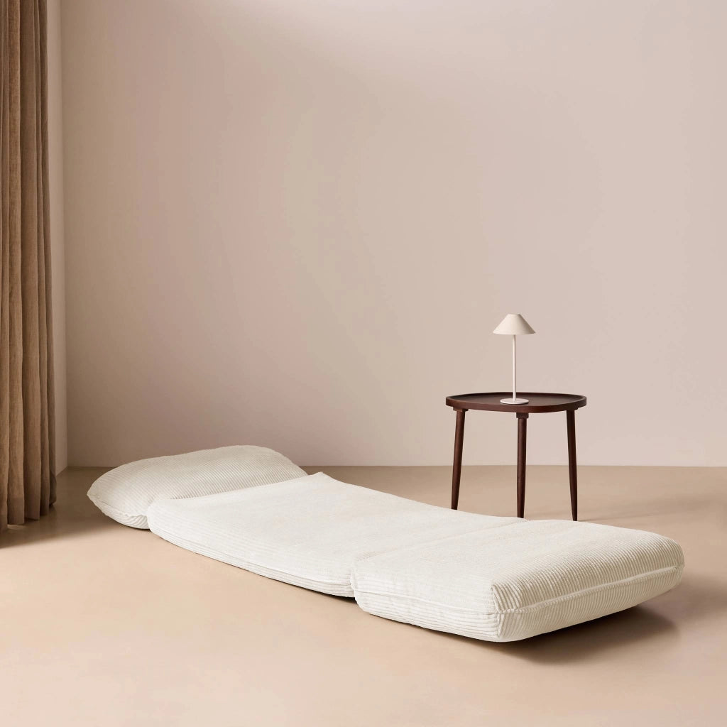 Poltrona letto convertibile velluto a coste grosse coste, bianco