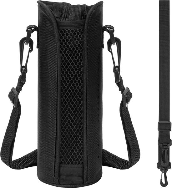 Waterfleshouder Slim con Cinturino con Base Dura - Compatibile con Apertura Standard 18/21/24oz - Nero - Waterfleshouder - Adatto per Hydro Flask - IRON FLASK