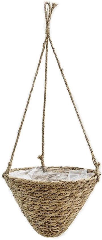 Pannelli per piante appesi, vaso per piante di graminacee, vaso per piante appeso, vaso per piante a mano intrecciato con corda di appoggio per piante grasso, cacti, erbe dentro e fuori (Khaki H)
