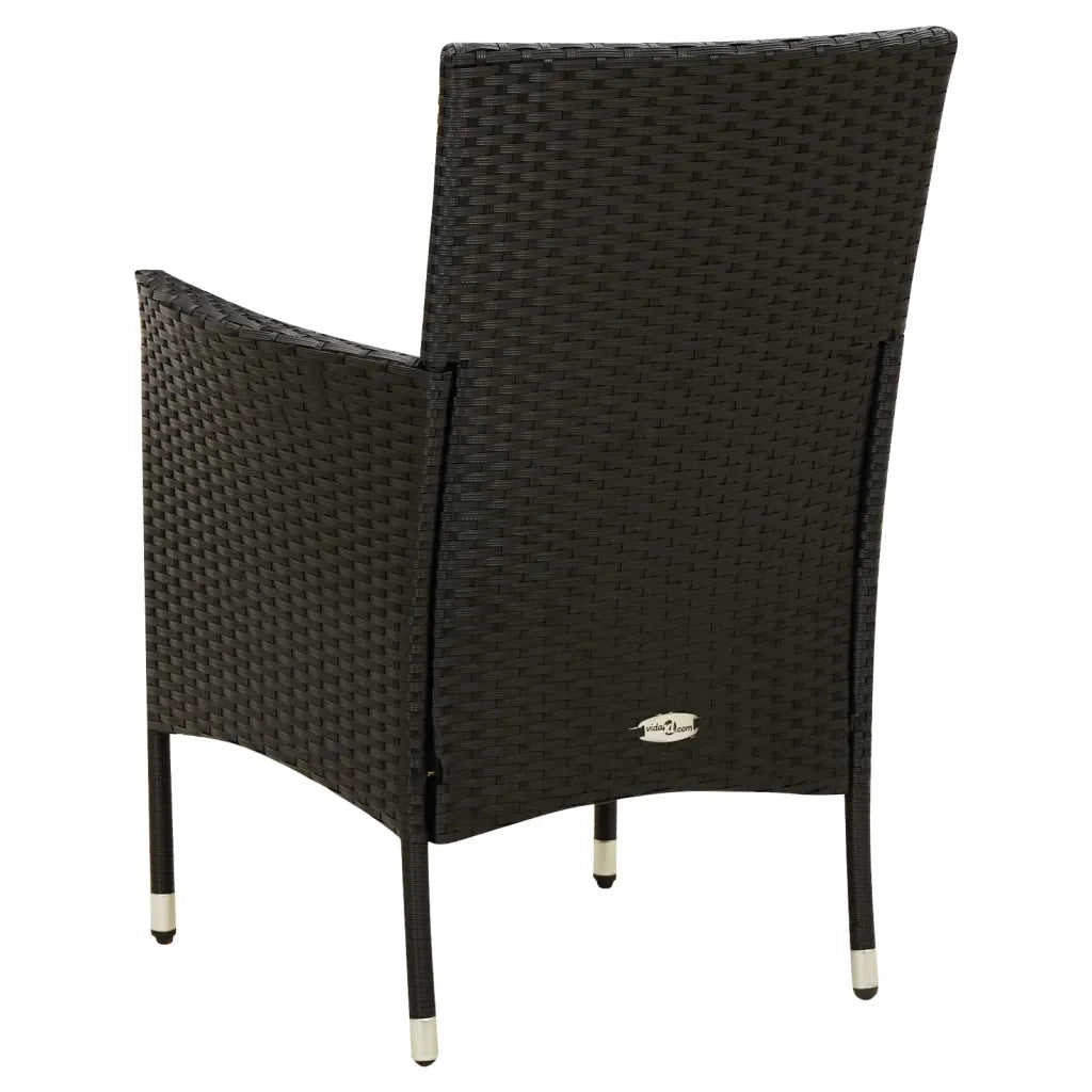 Set da Pranzo da Giardino 7 pz con Cuscini in Polyrattan Nero 3094869