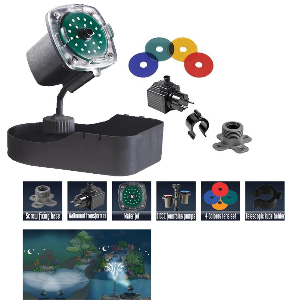 Multipack per laghetto pompa syncra pond 3.0 2700 litri/h + faretto nathur a led sommergibile