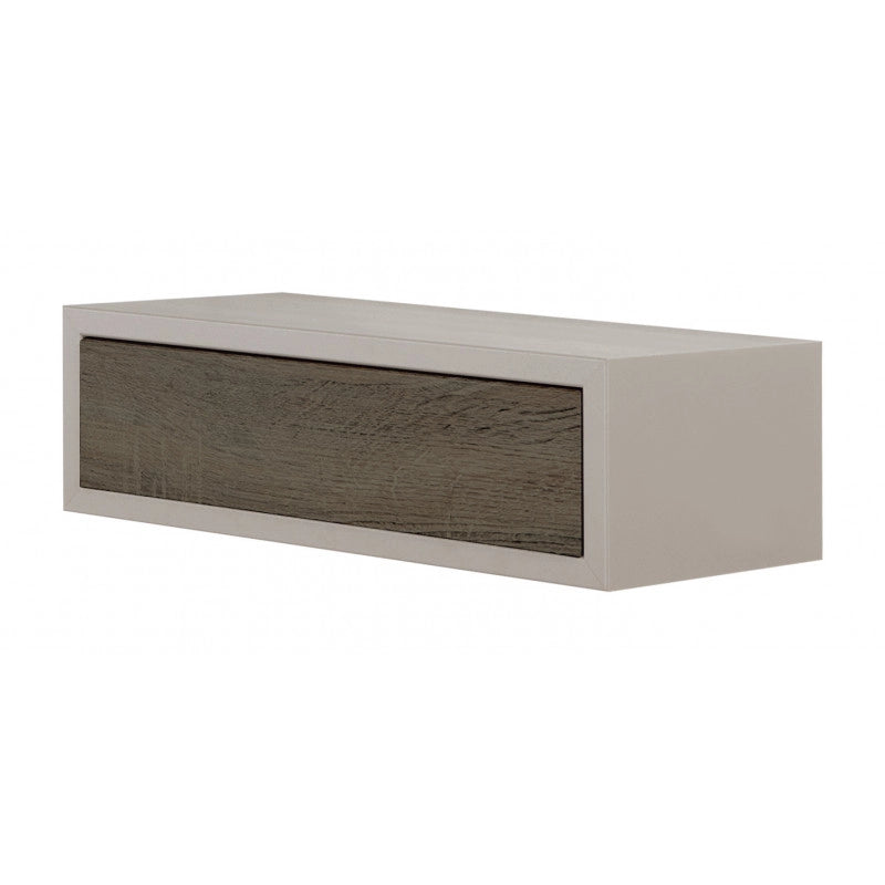 Mensola da Muro con Cassetto, Comodino Sospeso, Mensola da Parete, Marrone Talpa e Noce, 45x13,4 p20 cm - Legolo