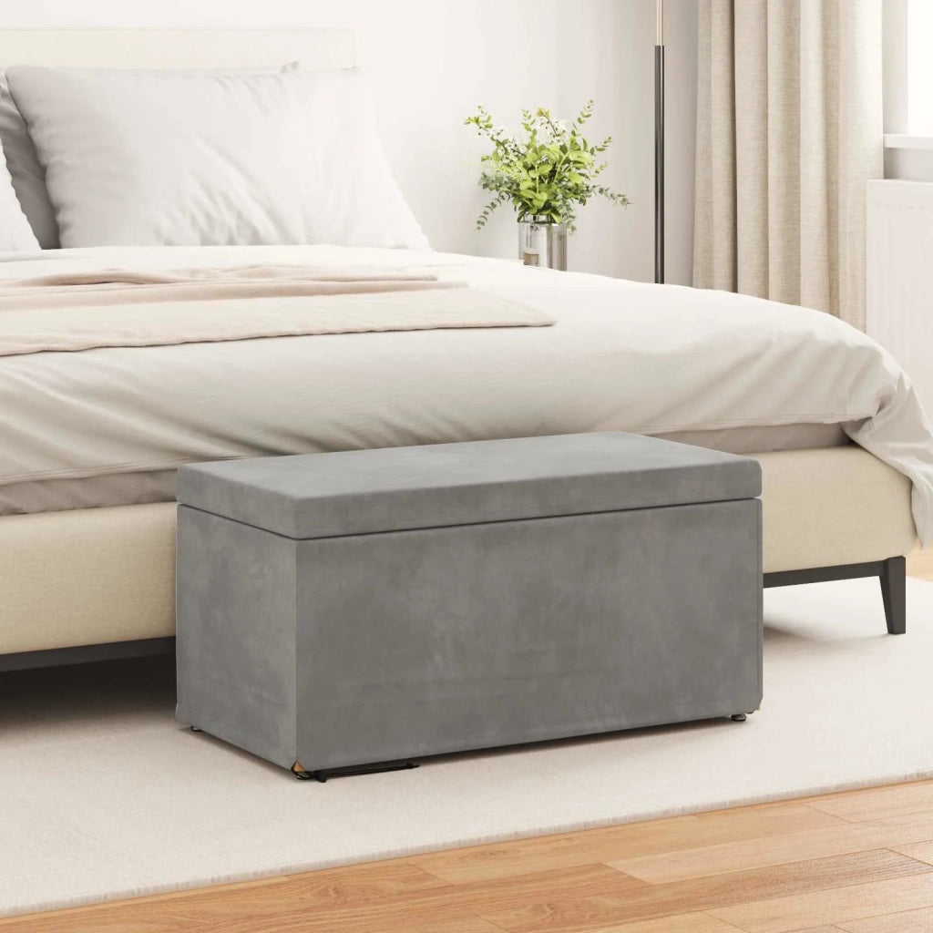 Pouf Grigio chiaro Velluto e Legno Ingegnerizzato 876780