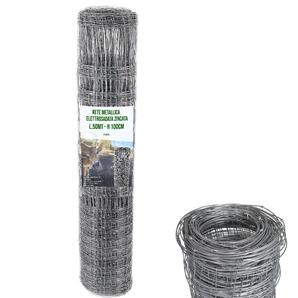 Rete Metallica Zincata Per Recinzione 50 M Pastorale Pascoli Pecore Ovini Vacche Orto Giardini Spazi Esterni Piante 3 Diverse Maglie Colore Grigio 100 Cm