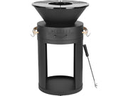 Barbecue/braciere a carbone e legna "Cesar" - 49 x 49 x 92 cm - Nero