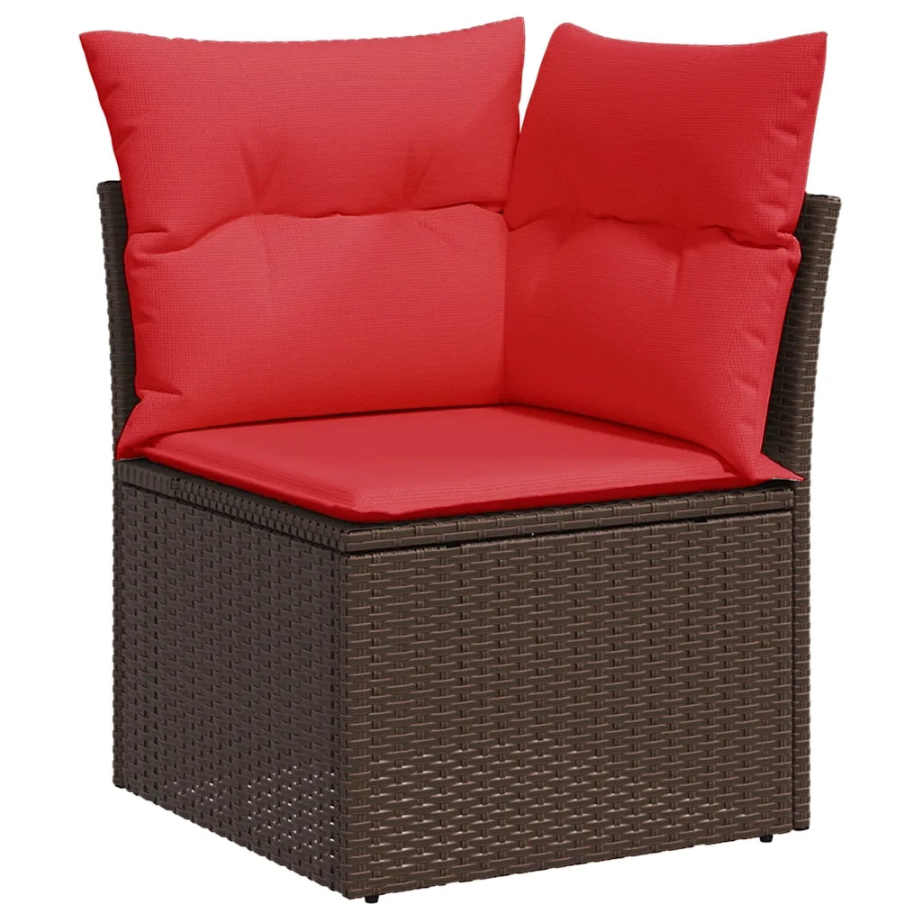 Set Divani da Giardino 5 pz con Cuscini Marrone in Polyrattan 3220133