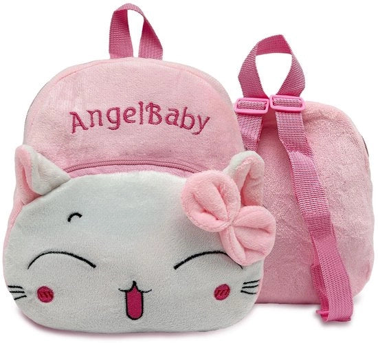 Borsa per bambini con gatto - Mini borsa scuola morbida - Cinturino regolabile - Disegno di chiusura duraturo - Ideale per bambini di 1-2 anni - Borsa con forma confortevole - Borsa a spalla regolabile