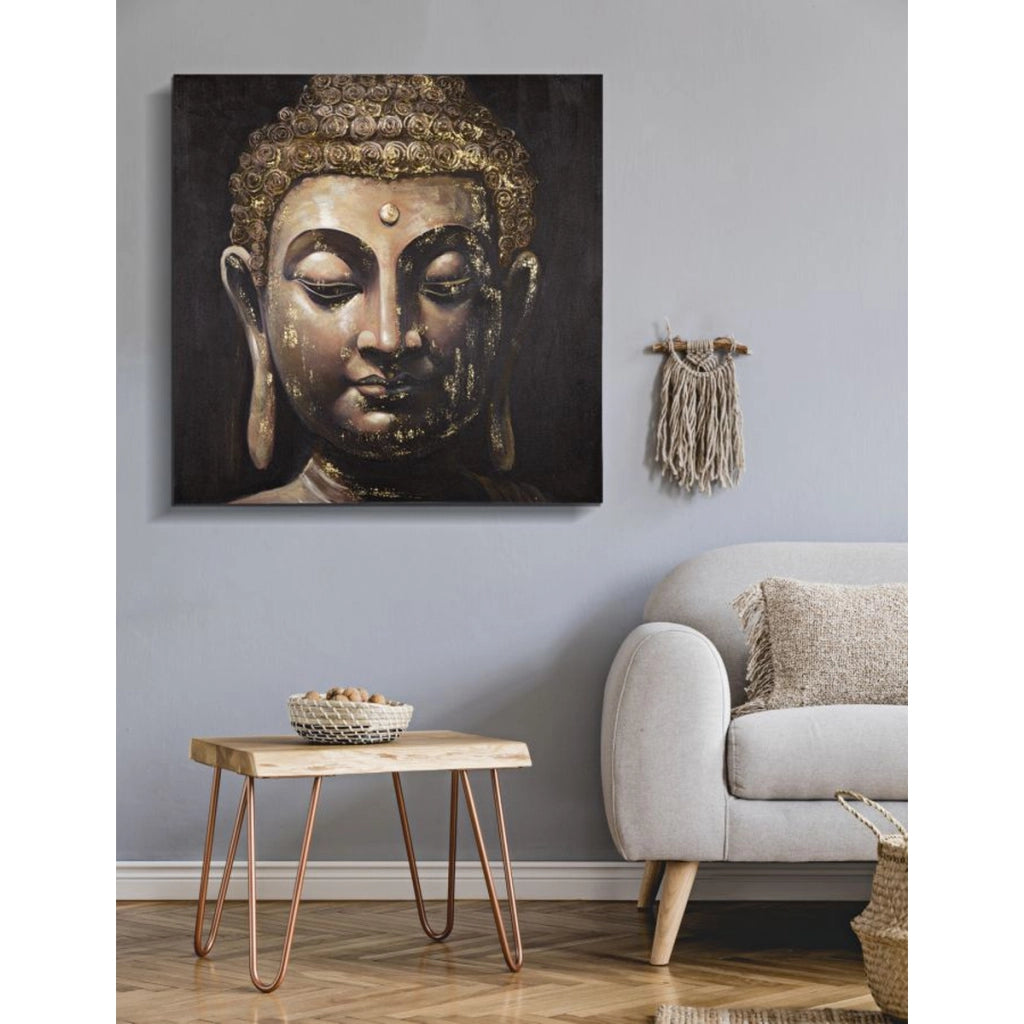 Stampa su Tela Buddah 4, Multicolore, Legno, 100x3x100 cm