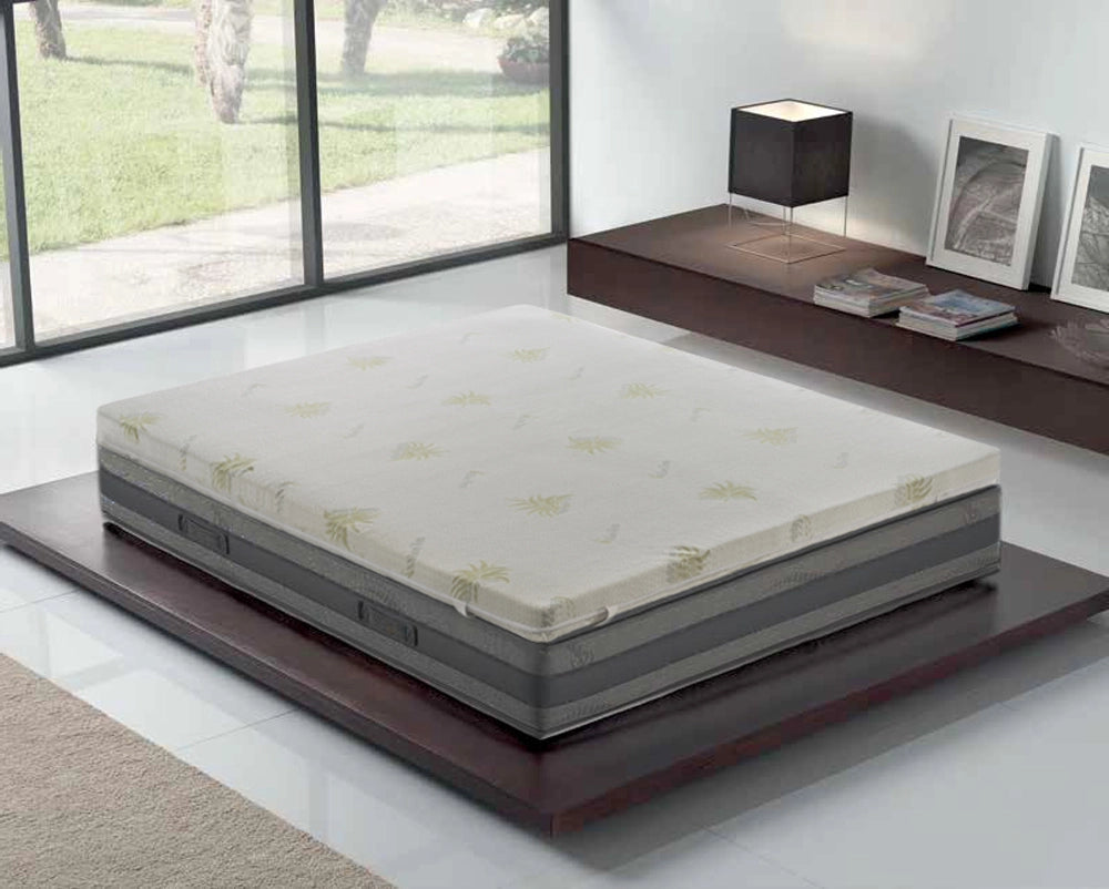 Topper Matrimoniale 180x200 in memory foam 10 cm con rivestimento in aloe vera sfoderabile