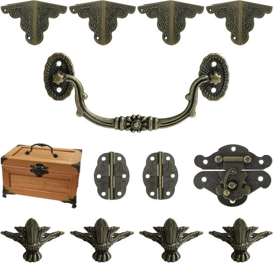 Antieke Vergrendeling Scharnieren Handvat Hoekbeschermers - DIY Houten Sieraden Opbergdoos Decorativo - Non Inclusi Piedi