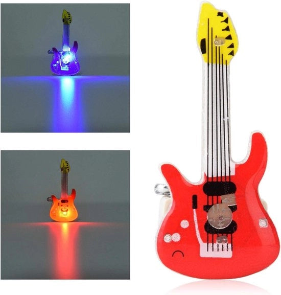 25 pezzi di LED Gitarra Cartoon Blinkante per Abbigliamento - Simbolo Luminoso per Feste di Natale Halloween - Gitarra Rossa .