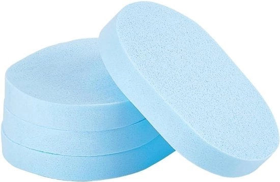 Sponze per rimozione del trucco riciclabile - pulizia del viso - 4 pezzi - sponze ovale - lavaggio del viso - sponze per trucco - azzurro chiaro - pulizia quotidiana - adatto a tutti i tipi di pelle