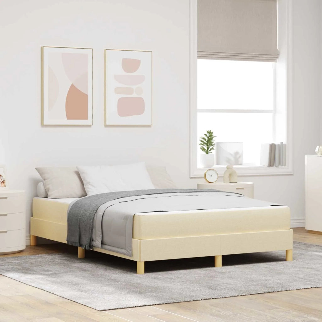 Letto a molle con materasso Crema 140 x 200 cm Tessuto