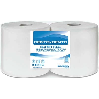 CARTA ASCIUGAMANI A ROTOLO SUPER 1000 - GOFFRATA VELI 2 CF=PZ 2- 1 confezioni