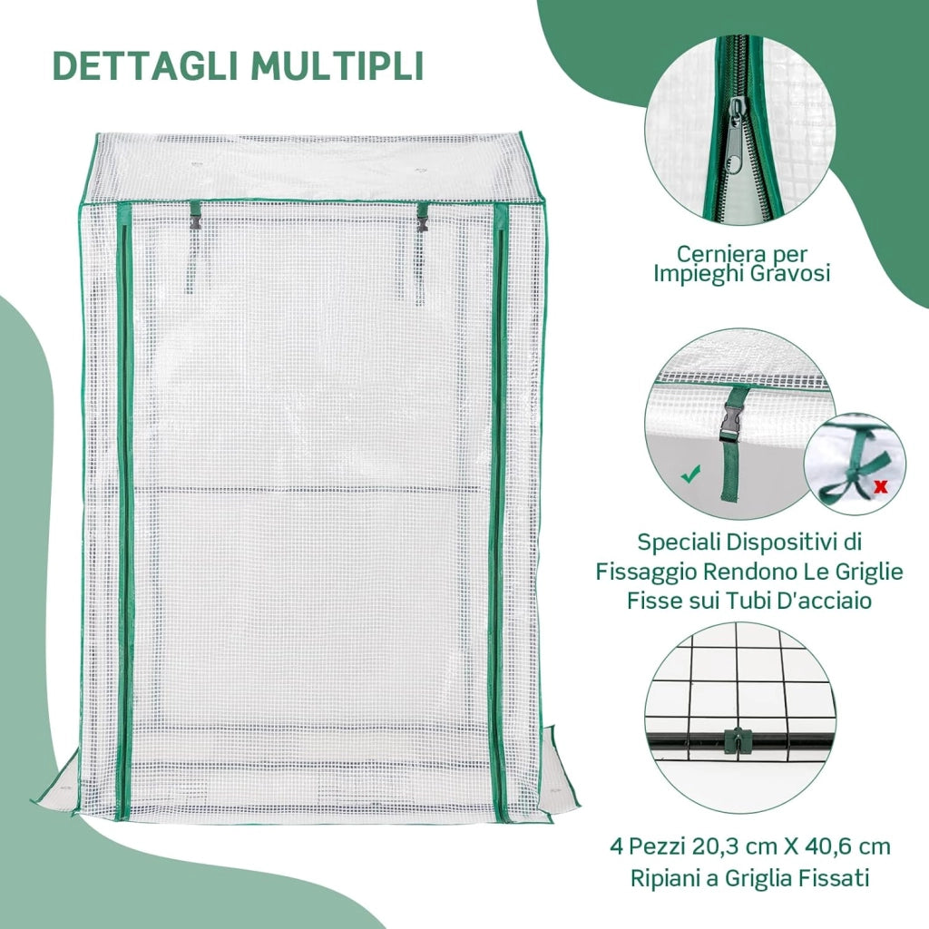 Serra da Giardino Robusta, Mini Serra per Orto e Piante con Telaio in Acciaio, 2 Porte a Cerniera Arrotolabili, Telo in PE, Serra da Eterno per Giardino e Balcone, 100 x 81 x 150 cm