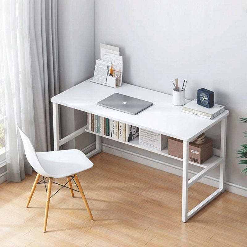 Scrivania da computer in stile loft bianca per ragazzi con ripiano, moderna, 100 cm