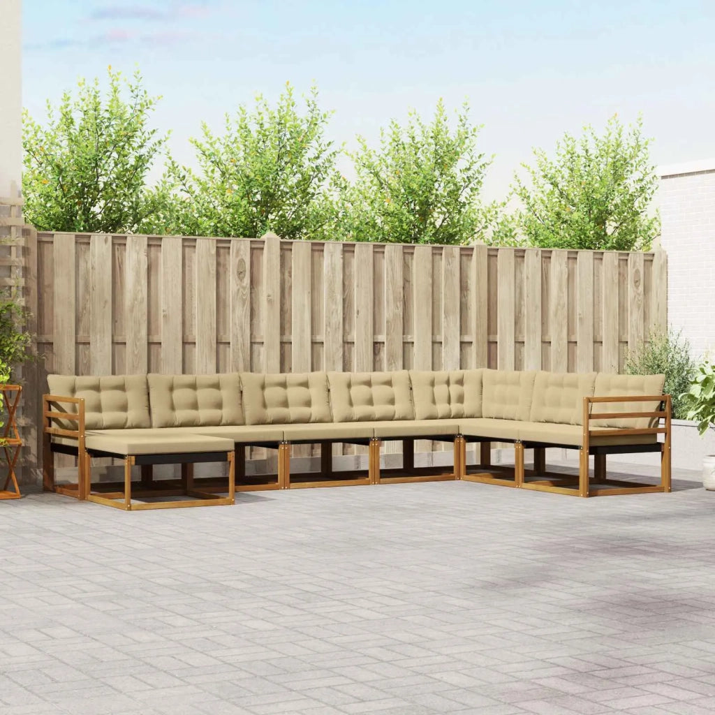 Set di divani da esterno con cuscino 8 pcs Naturale e Beige 3369736