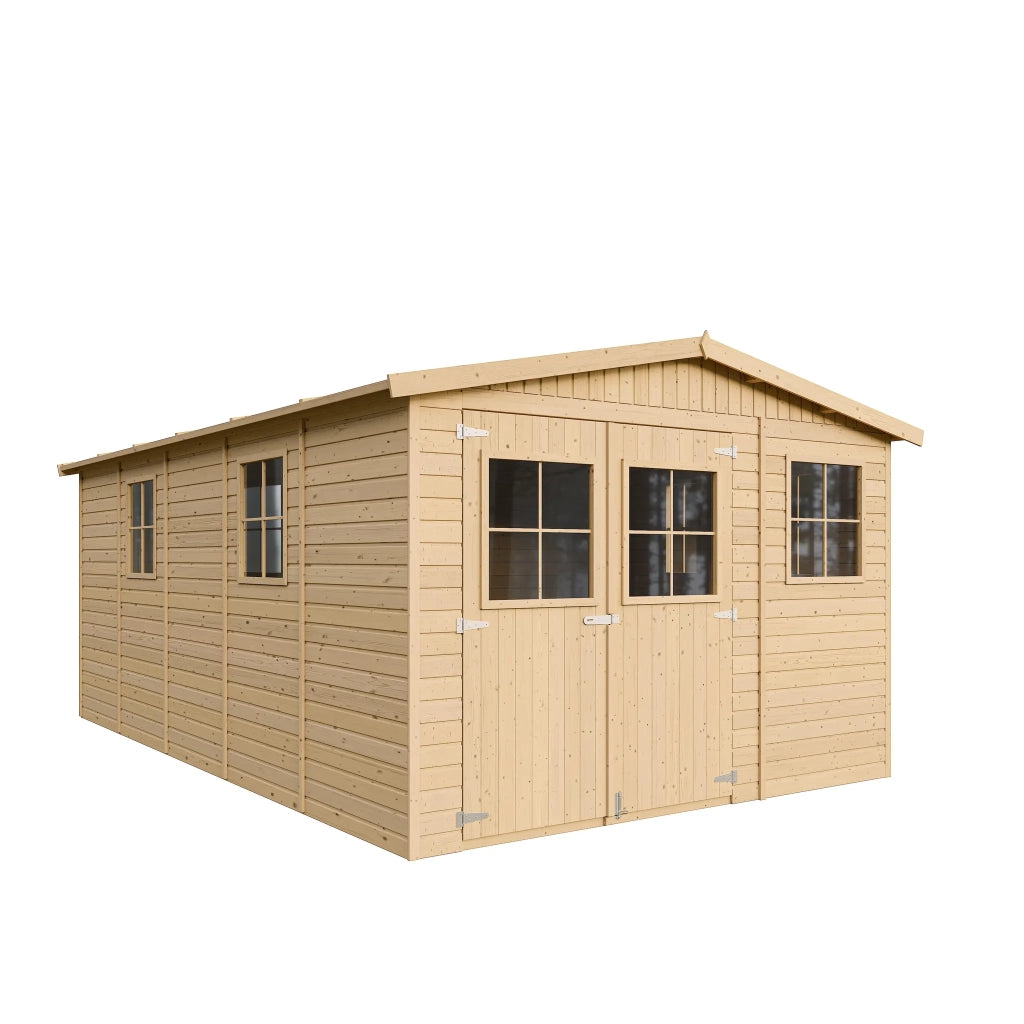 TIMBELA M337 Casa da giardino in legno naturale A226x516x324 cm/15 m²