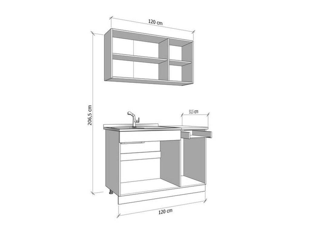 Cucinino Lanzo, Cucina un Cassetto, Elettrodomestici non inclusi, Bianco