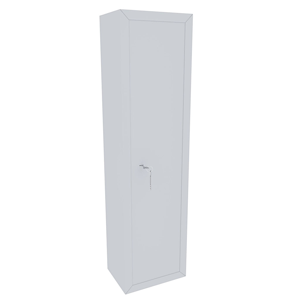 Armadio Portafucili Blindato Per Armi In Acciaio Con Tesoretto Serratura E Chiave A Doppia Mappa Cassaforte Sicura Fuciliera 148 X 40 X 28 Cm 7 Posti Colore Bianco Opaco