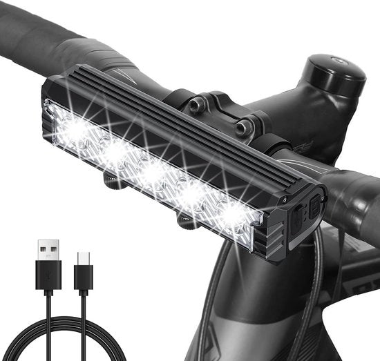 Faro e-bike da 2800 Lumen - 5 LED - 5 modalità - 6400mAh - IPX5 impermeabile