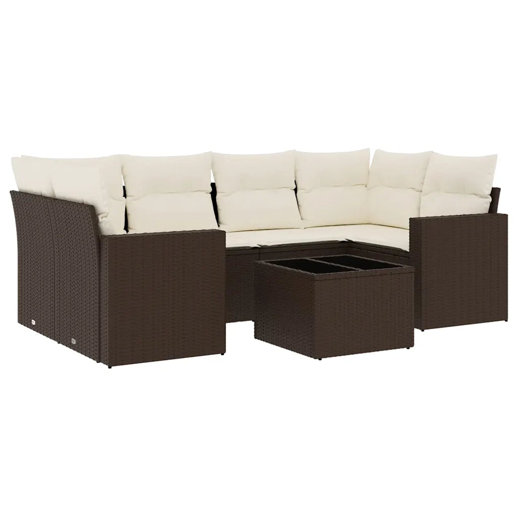 Set Divano da Giardino 7pz con Cuscini Marrone in Polyrattan 3251060