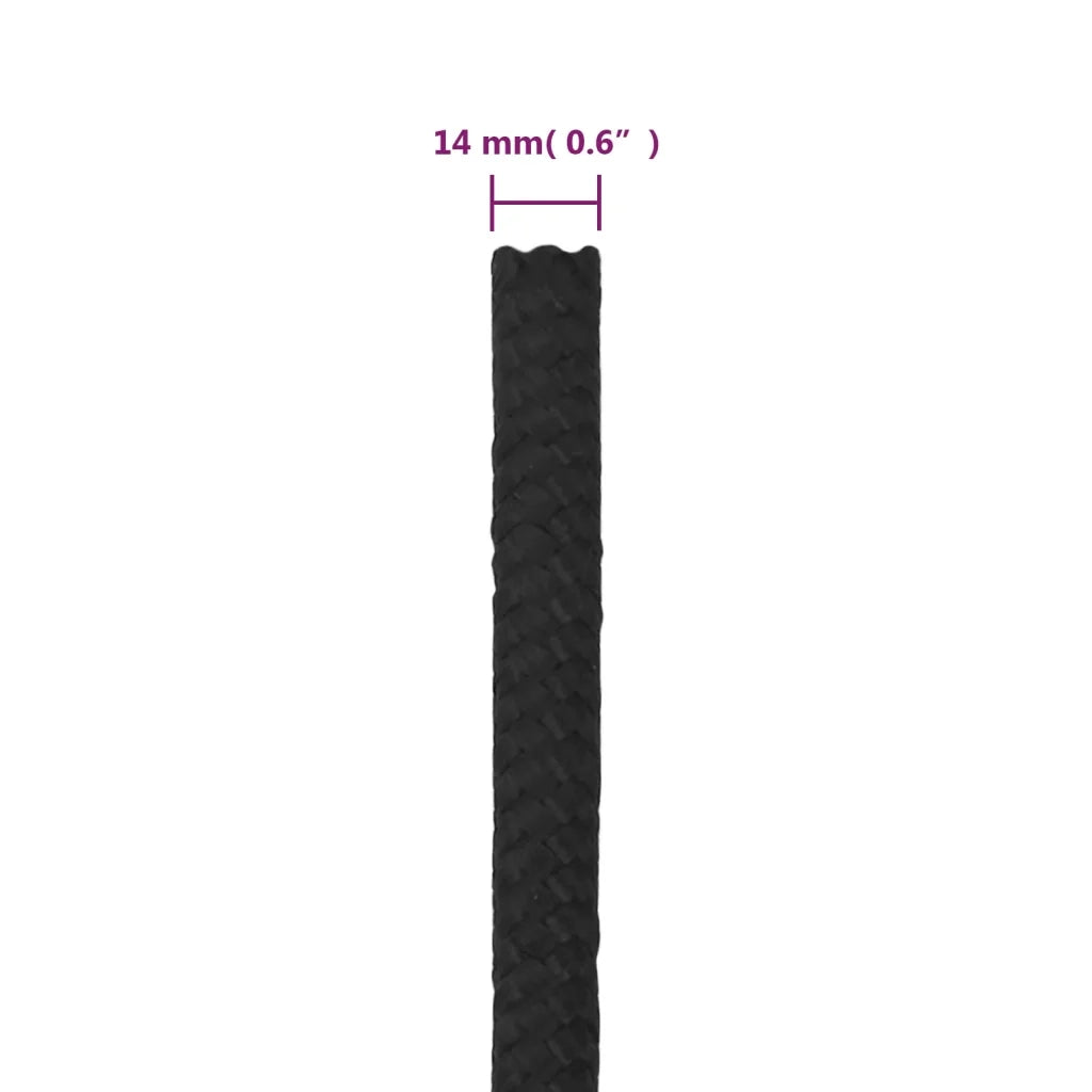 Corda | Fune per barca Completamente Nera 14 mm 25 m in Polipropilene
