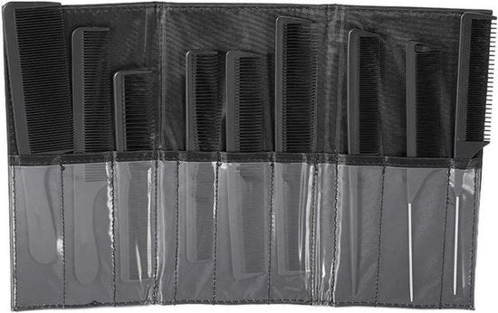 Set di pettini antistatici - Adatto a tutti i tipi di capelli - Set di strumenti per la cura dei capelli per parrucchieri e uso domestico - Nero.