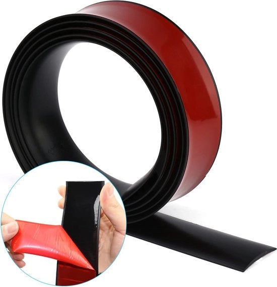 Profilo di transizione nero, striscia di transizione autoadesiva in vinile | Striscia per pavimenti impermeabile per transizioni di pavimenti | Striscia di copertura non perforata | Profilo di pavimento | Doccia per copertura 3 m