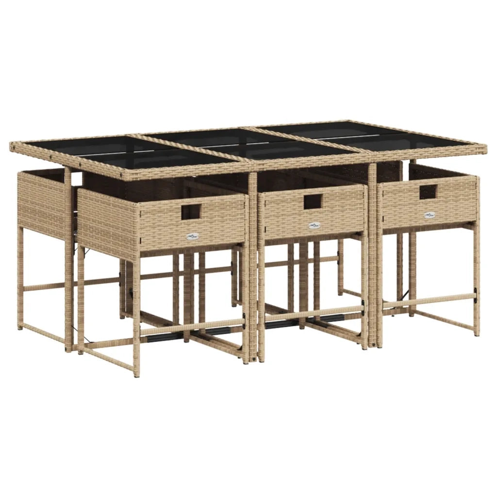 Set Pranzo da Giardino 7 pz con Cuscini Beige Misto Polyrattan 3278039