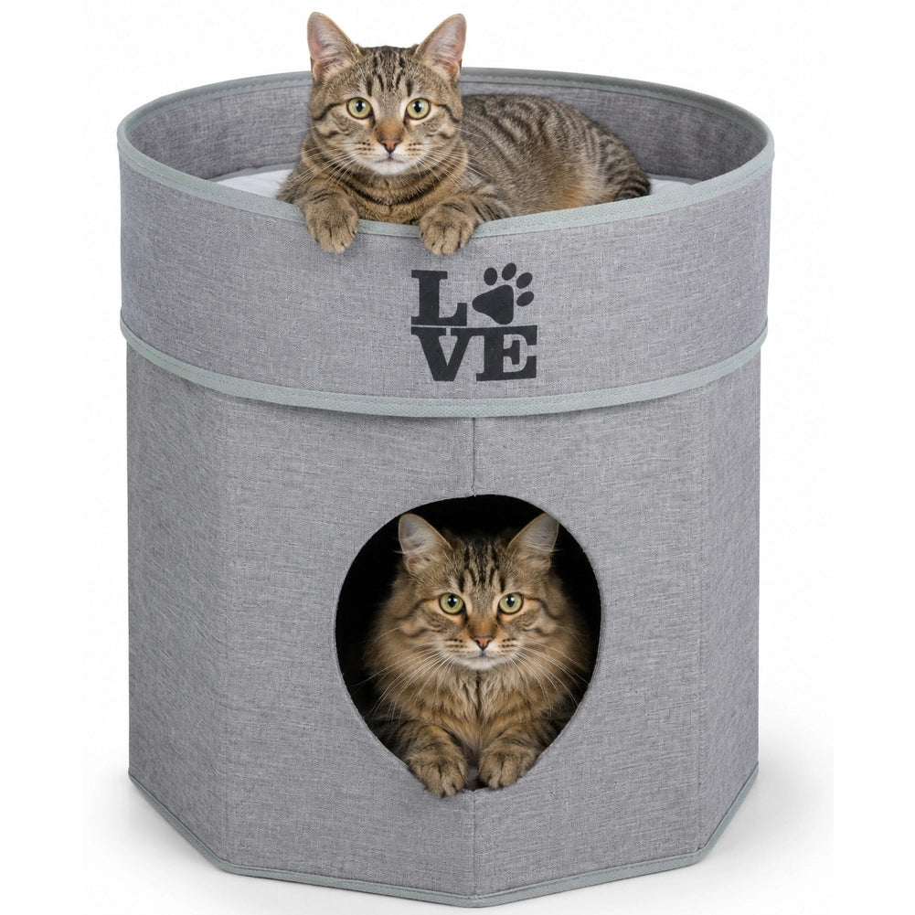 Cuccia per Gatti 35x33x33cm Letto per Animali Domestici Rifugio Grigio con Fodera
