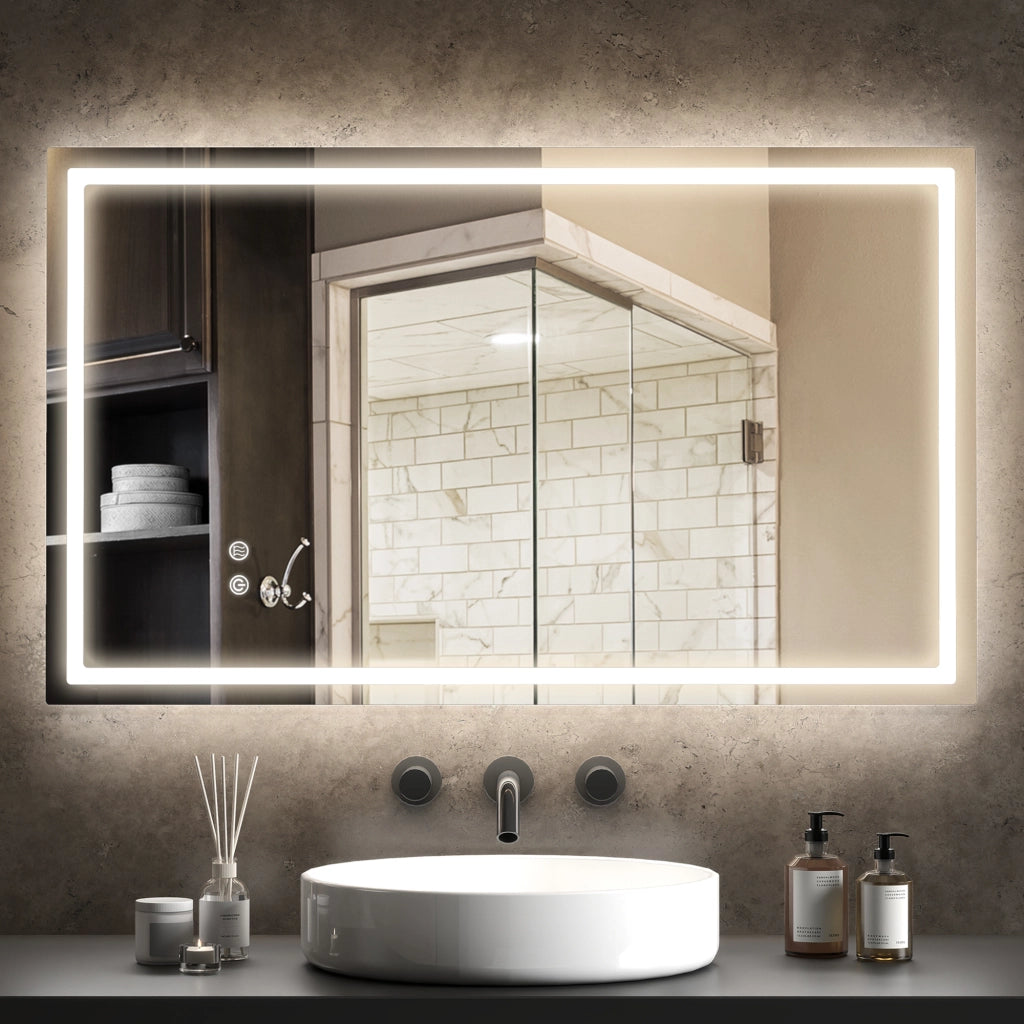 Specchio da Bagno Illuminato LED ¨C Minimal ¨C Grigio 80x100cm