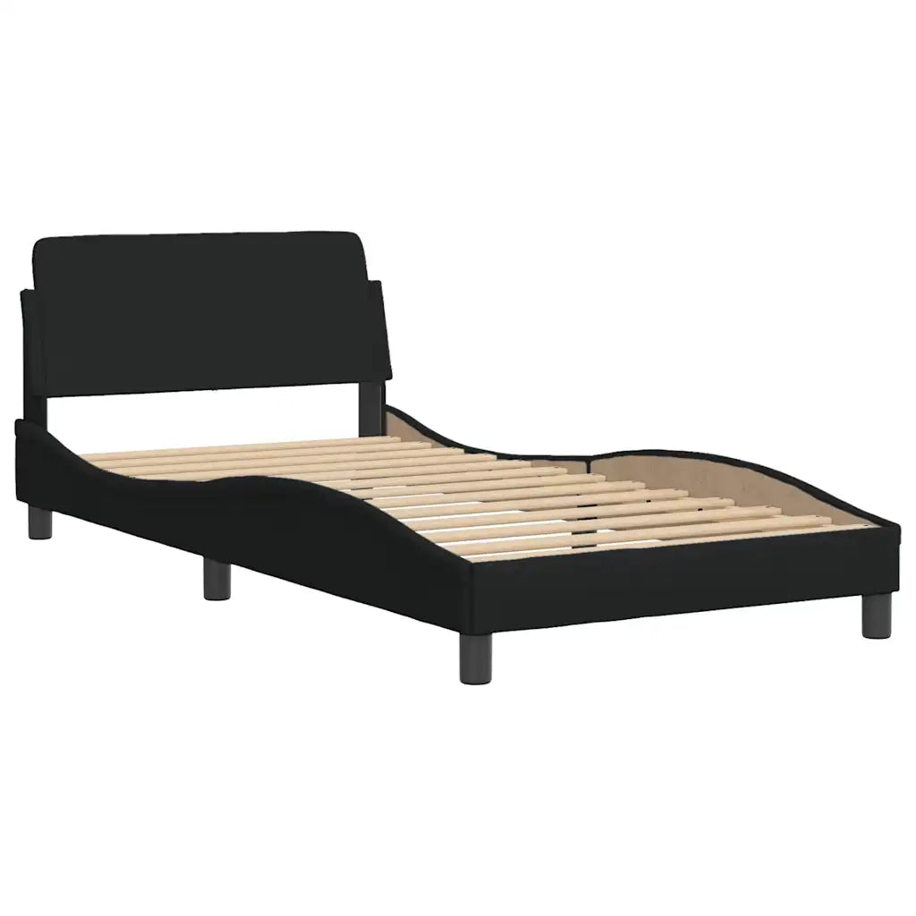 Letto singolo | Letto per adulti | Giroletto senza Materasso Nero 100x200 cm in Tessuto