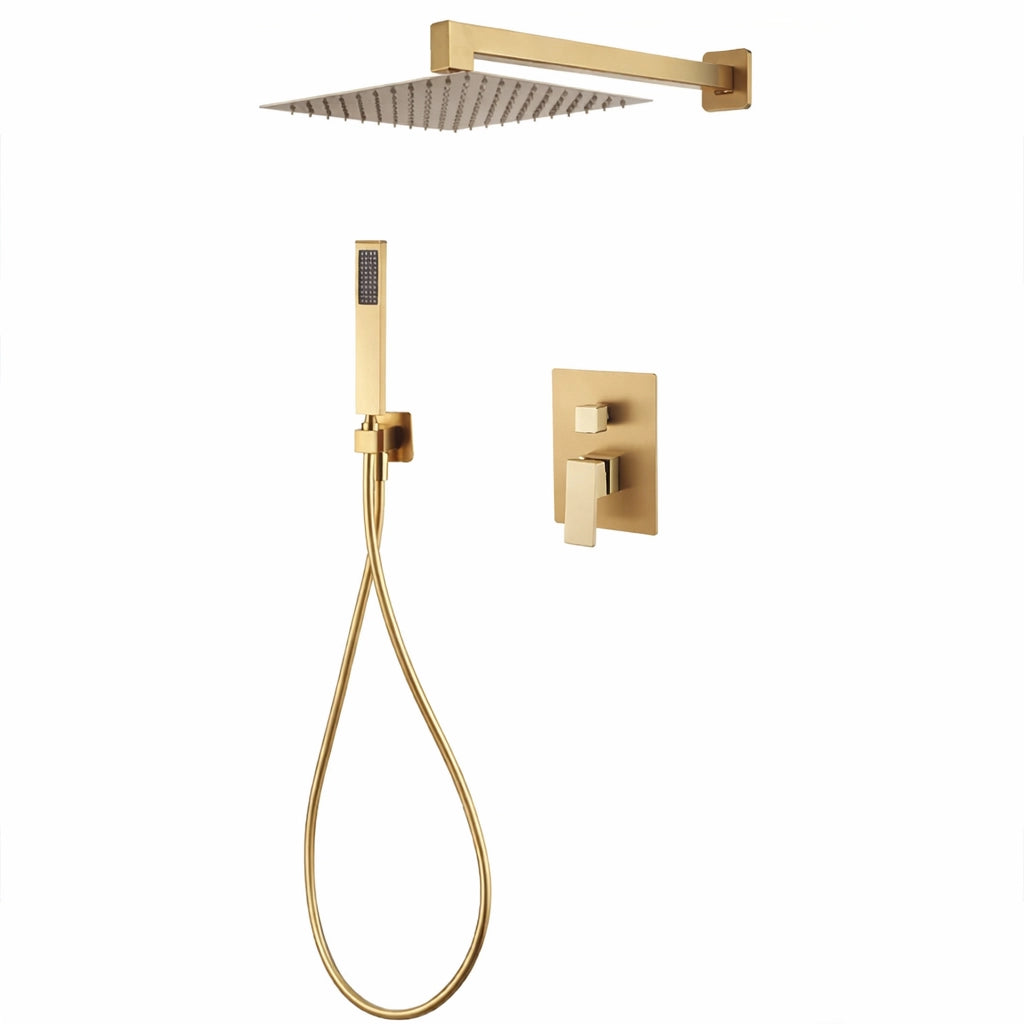 Soffione Set Doccia Incasso 25cm A 2 Vie Oro Soffione Doccetta Completo 87894