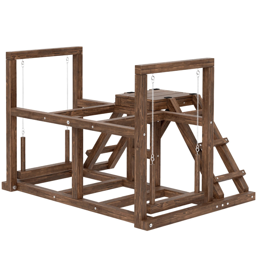 Pollaio in legno con altalena e scala ¨C Xylo ¨C 82x60x55 cm marrone