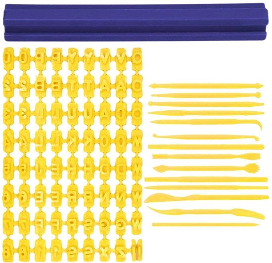 Impostatrice per biscotti 72 pezzi con set di decorazioni per torte 14 pezzi, timbri per biscotti, timbri per biscotti, timbri per fondant in alfabeto