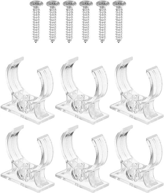 Supporto Beugel - LED Illuminazione - Set da 6 - Transparente - Montaggio - Tubo - Plastica - Adatto per Tubi LED Lampade T8 - Incluso Viti