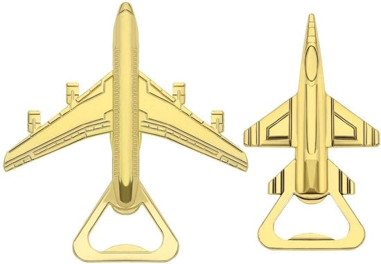 Apri-birra a forma di aereo da combattimento - 2 pezzi - Disegno creativo - Scatola regalo - Materiale ecologico