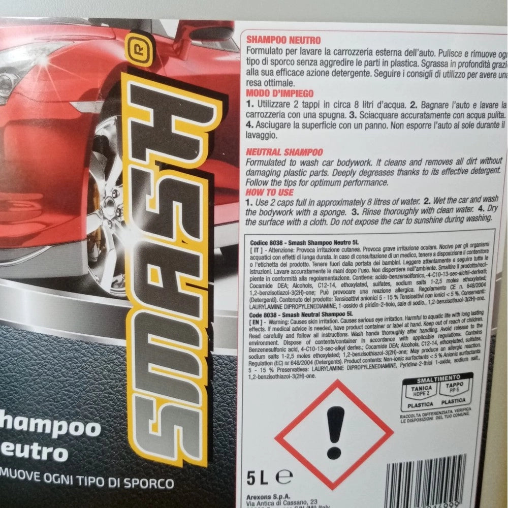 Smash 5lt shampoo detergente neutro per auto