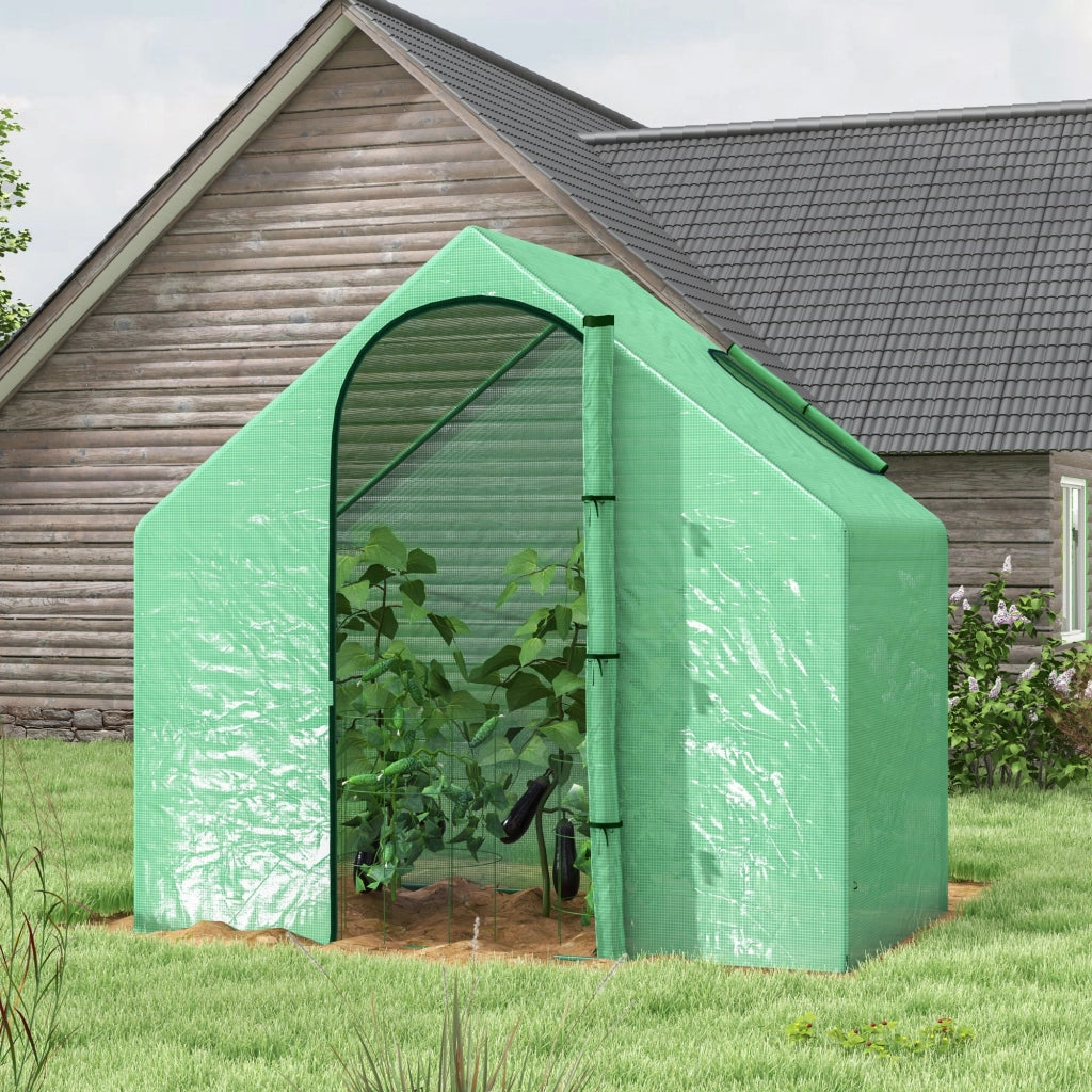 Serra in alluminio, serra per pomodori 180x100x168 cm con finestra e porta, serra realizzata in acciaio e plastica PVC per giardino