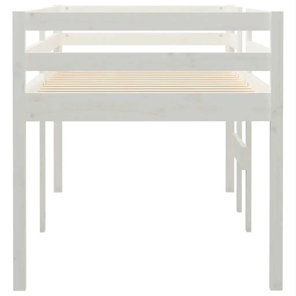 Letto a Soppalco Bianco 90x200 cm in Legno Massello di Pino 821605